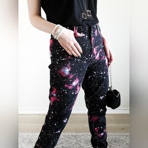 Pink, Black, and Blue Galaxy Space Pants, Size 11